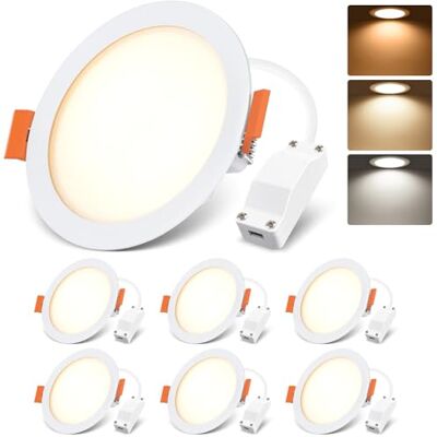 LVWIT Extra platt infälld LED-spotlight, 6 W motsvarande 51W, LED-takspotlight 600 LM, 3 000 K varmvit 4 000K neutral vit 6 500K kall vit, LED-spotlight för badrum kök vardagsrum hall, set om 6 LVWIT Extra platt infälld LED-spotlight, 6 W motsvarande 51W, LED-takspotlight 600 LM, 3 000 K varmvit 4 000K neutral vit 6 500K kall vit, LED-spotlight för badrum kök vardagsrum hall, set om 6