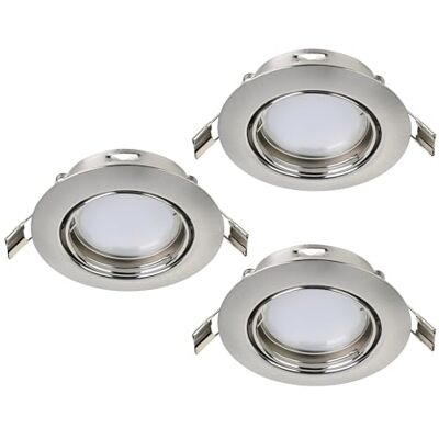 EGLO 3-pack inbyggd stråle peneto, fläcksats av stål i nickelmatta, 3 installationslampor med GU10-fattning, LED glödlampor inkluderar, spot platt, svängbar, Ø 8,7 cm EGLO 3-pack inbyggd stråle peneto, fläcksats av stål i nickelmatta, 3 installationslampor med GU10-fattning, LED glödlampor inkluderar, spot platt, svängbar, Ø 8,7 cm