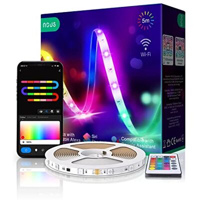 NOUS F1 RGB LED-remsa WiFi Alexa 5 m julbelysning Alexa-kompatibel 18 W Tuya Smart app endast 2,4 GHz NOUS F1 RGB LED-remsa WiFi Alexa 5 m julbelysning Alexa-kompatibel 18 W Tuya Smart app endast 2,4 GHz