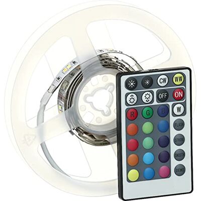 NITYAM Smart 1M LED-remsor, flerfärgade anslutna LED-remsor (RGB) vitförändring (CCT) SMD5050, Wi-Fi BLE, IP20 invändig applikation fjärrkontroll, Amazon/Google/Siri kompatibel NITYAM Smart 1M LED-remsor, flerfärgade anslutna LED-remsor (RGB) vitförändring (CCT) SMD5050, Wi-Fi BLE, IP20 invändig applikation fjärrkontroll, Amazon/Google/Siri kompatibel