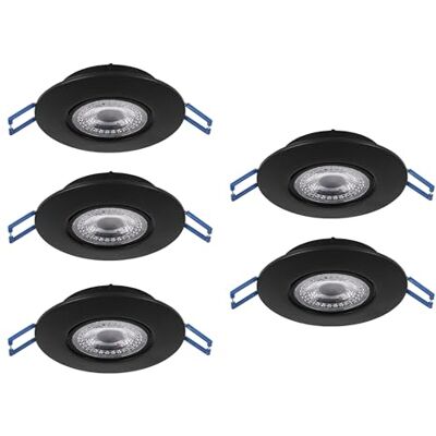 EGLO 5-pack LED infällda spotlights Cedrez, Ø 9 cm, extra tunna takspots, taklampor med dip-switch, svart plast, varmvit, neutralvit, kallvit EGLO 5-pack LED infällda spotlights Cedrez, Ø 9 cm, extra tunna takspots, taklampor med dip-switch, svart plast, varmvit, neutralvit, kallvit