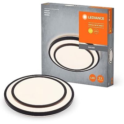 LEDVANCE ORBIS Berlin Led takljus 490mm, svart, 36W, 4150 lm, varm vit ljusfärg, mycket homogen ljusfördelning, lång livslängd, permanent installerad LED -modul, rund, IP20 -skyddsklass, 3000K LEDVANCE ORBIS Berlin Led takljus 490mm, svart, 36W, 4150 lm, varm vit ljusfärg, mycket homogen ljusfördelning, lång livslängd, permanent installerad LED -modul, rund, IP20 -skyddsklass, 3000K