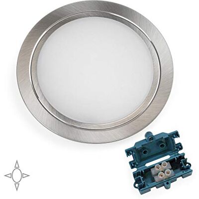 Emuca LED-belysning för möbler, infälld LED-lampa, ingen omvandlare, diameter 84 mm, stål och plast, satin nickel Emuca LED-belysning för möbler, infälld LED-lampa, ingen omvandlare, diameter 84 mm, stål och plast, satin nickel