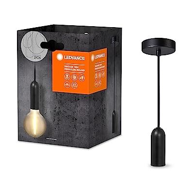 LEDVANCE Vintage 1906® taklampa ROUND E27, svart, max. 25W (LED 15W), E27 bas, rund tak, pendellampa inomhus, kombinerat med 1906 Vintage lampor, kombinerat med smarta lampor LEDVANCE Vintage 1906® taklampa ROUND E27, svart, max. 25W (LED 15W), E27 bas, rund tak, pendellampa inomhus, kombinerat med 1906 Vintage lampor, kombinerat med smarta lampor