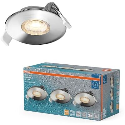 OSRAM Spot Set LED infälld spotlight DIM IP65 4,9W Krom, set om 3 utomhus dimbar, varmvit 2700K, utomhus OSRAM Spot Set LED infälld spotlight DIM IP65 4,9W Krom, set om 3 utomhus dimbar, varmvit 2700K, utomhus