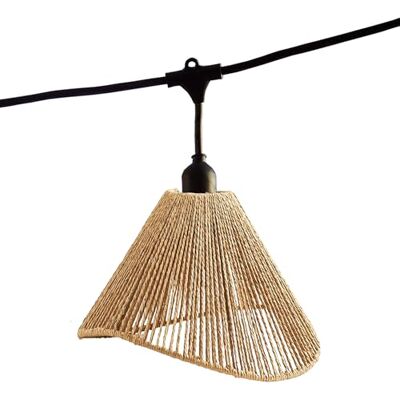Lumisky Utomhus anslutningsbar ljusslinga med repskärm, bohemisk stil, 7 glödlampor, E27 LED-uttag, varmvit, RAFFY LIGHT, 6 m Lumisky Utomhus anslutningsbar ljusslinga med repskärm, bohemisk stil, 7 glödlampor, E27 LED-uttag, varmvit, RAFFY LIGHT, 6 m