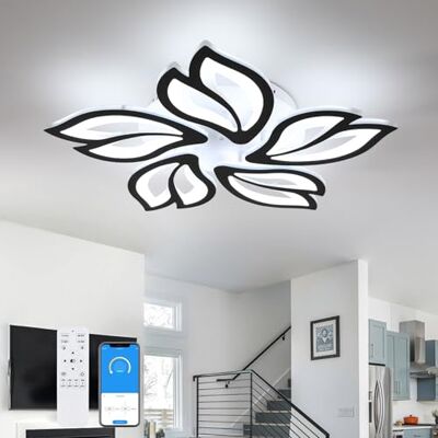 Comely Dimbar LED-taklampa, 45 W modern taklampa med fjärrkontroll, kreativ blomformad akrylljuskrona med 5 huvuden för vardagsrum sovrum matsal Comely Dimbar LED-taklampa, 45 W modern taklampa med fjärrkontroll, kreativ blomformad akrylljuskrona med 5 huvuden för vardagsrum sovrum matsal