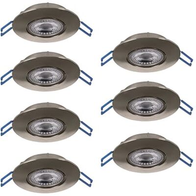 EGLO 7-pack LED infällda spotlights Cedrez, Ø 9 cm, extra tunna, med Dip Switch, plast i silver, varmvitt, neutralt vitt, kallvitt EGLO 7-pack LED infällda spotlights Cedrez, Ø 9 cm, extra tunna, med Dip Switch, plast i silver, varmvitt, neutralt vitt, kallvitt