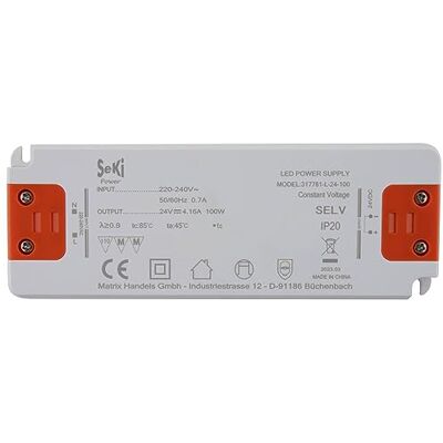 SeKi LED-strömförsörjning L-100–24 – 24 V – 4,16 A – 100 W; LED-drivare – transformator – strömförsörjning – förare – transformator SeKi LED-strömförsörjning L-100–24 – 24 V – 4,16 A – 100 W; LED-drivare – transformator – strömförsörjning – förare – transformator