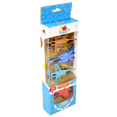 FLYPOP'S – 4 stridsflygplan – DIE CAST – 027713 – slumpmässig färg – metall – dragbil – barnleksak – present – födelsedag – 10 cm – från 3 år FLYPOP'S – 4 stridsflygplan – DIE CAST – 027713 – slumpmässig färg – metall – dragbil – barnleksak – present – födelsedag – 10 cm – från 3 år