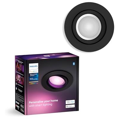 Philips Smart lampa, Hue Centura, Smart LED-infälld spotlight, vitt och färgat ljus, kompatibel med Alexa och Google Home, svart färg Philips Smart lampa, Hue Centura, Smart LED-infälld spotlight, vitt och färgat ljus, kompatibel med Alexa och Google Home, svart färg