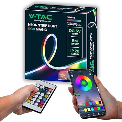 V-TAC Magic Smart RGB LED-remsa 5 m 16 miljoner färger fjärrkontroll appkontroll USB 5 V 3 W/m 30 LED-lampor M för hem, sovrum, vardagsrum, inomhus, möbler V-TAC Magic Smart RGB LED-remsa 5 m 16 miljoner färger fjärrkontroll appkontroll USB 5 V 3 W/m 30 LED-lampor M för hem, sovrum, vardagsrum, inomhus, möbler