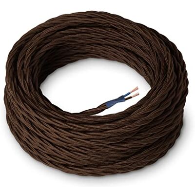 AMARCORDS Elektrisk textilkabel i färg BRUN, flätad, siden, 10 meter, med 2 ledare 2x0,75 Tråd täckt med i färgat vintagetyg för lampor, taklampor, vägglampor och abat jour-lampor. AMARCORDS Elektrisk textilkabel i färg BRUN, flätad, siden, 10 meter, med 2 ledare 2x0,75 Tråd täckt med i färgat vintagetyg för lampor, taklampor, vägglampor och abat jour-lampor.