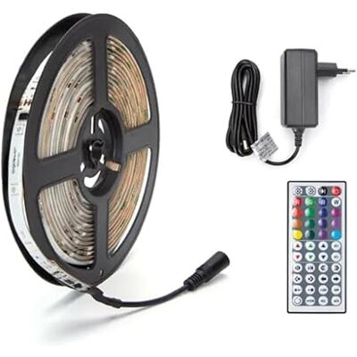 Brightium 5 m RGB lågspänning LED-remsa, 16 miljoner färger, fjärrkontroll, flexibel och enkel installation, perfekt för att dekorera och skapa utrymmen. Brightium 5 m RGB lågspänning LED-remsa, 16 miljoner färger, fjärrkontroll, flexibel och enkel installation, perfekt för att dekorera och skapa utrymmen.