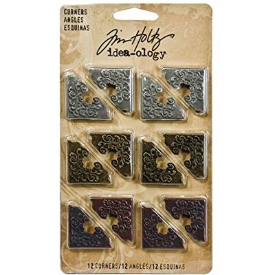 Tim Holtz Idea-ology utsmyckade hörn 1 i 1, förpackning med 2 antik nickel, mässing och koppar Tim Holtz Idea-ology utsmyckade hörn 1 i 1, förpackning med 2 antik nickel, mässing och koppar
