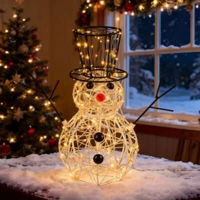 LEDYA Jul, snögubbe, ljusdekoration, 400 lysdioder, varmvit, 30,5 cm, juldekoration för inomhus/utomhus med timer, nätdriven, 2 ljuslägen, blinkande och kontinuerligt ljus, perfekt för sovrum LEDYA Jul, snögubbe, ljusdekoration, 400 lysdioder, varmvit, 30,5 cm, juldekoration för inomhus/utomhus med timer, nätdriven, 2 ljuslägen, blinkande och kontinuerligt ljus, perfekt för sovrum