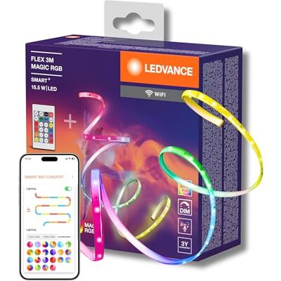 LEDVANCE SMART+ WIFI FLEX 3M LED-list, vit, 15W, 350lm, dimbar, dynamisk Magic RGB-effekt, individuellt val av ljusfärg, appkontrollerbar, lång livslängd, enkel installation, IP20 LEDVANCE SMART+ WIFI FLEX 3M LED-list, vit, 15W, 350lm, dimbar, dynamisk Magic RGB-effekt, individuellt val av ljusfärg, appkontrollerbar, lång livslängd, enkel installation, IP20