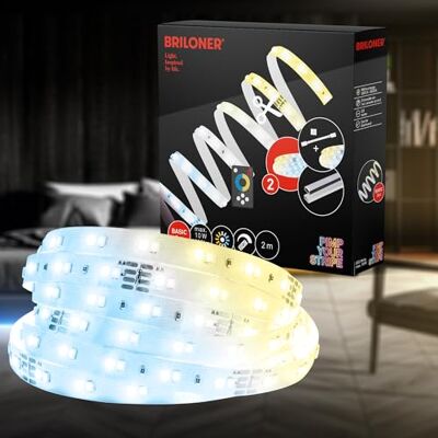 BRILONER your Stripe startset, 2 m LED-slinga, varm vit till kall vit, fjärrkontroll, 3 m kabel, infällbar självhäftande LED-ljusslinga, rumsdekoration BRILONER your Stripe startset, 2 m LED-slinga, varm vit till kall vit, fjärrkontroll, 3 m kabel, infällbar självhäftande LED-ljusslinga, rumsdekoration
