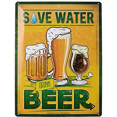 Dodino 30 x 40 cm plåtskylt SAVE WatER DRINK BEER, dekorativ inredningsdetalj, skylt öl, ölskylt, dekorativ metallskylt skylt för alla bardisk eller pub-ägare Dodino 30 x 40 cm plåtskylt SAVE WatER DRINK BEER, dekorativ inredningsdetalj, skylt öl, ölskylt, dekorativ metallskylt skylt för alla bardisk eller pub-ägare