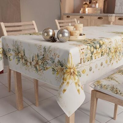 PETTI Artigiani Italiani fläckbeständig bordsduk jul – 140 x 300 cm rektangulärt festligt bordsskydd för kök eller matbord, julgulddesign – 14 platser, 100% tillverkad i Italien PETTI Artigiani Italiani fläckbeständig bordsduk jul – 140 x 300 cm rektangulärt festligt bordsskydd för kök eller matbord, julgulddesign – 14 platser, 100% tillverkad i Italien