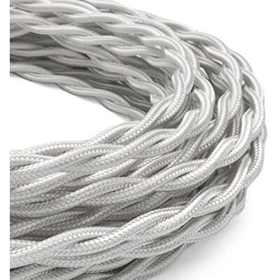 AMARCORDS – textilkabel för lampor vit, flätad, siden, 5 meter, med 2 ledare 2 x 0,75 – tygkabel täckt med färgat vintagetyg för ljuskronor, vägglampor och lampskärmar AMARCORDS – textilkabel för lampor vit, flätad, siden, 5 meter, med 2 ledare 2 x 0,75 – tygkabel täckt med färgat vintagetyg för ljuskronor, vägglampor och lampskärmar