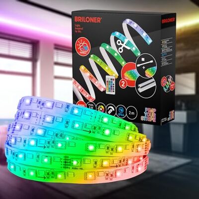 BRILONER Startkit med IP44 LED-remsor, IP44-stänkskydd, fjärrkontroll, 3 m kabel, färgglad RGBW, kan förkortas, för utomhusbruk BRILONER Startkit med IP44 LED-remsor, IP44-stänkskydd, fjärrkontroll, 3 m kabel, färgglad RGBW, kan förkortas, för utomhusbruk