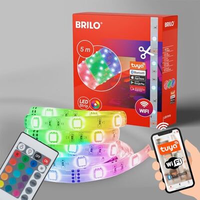 BRILONER Ljus – LED-band, LED-remsa, LED-remsa 5 m, självhäftande, förkortningsbar, dimbar, inkl. fjärrkontroll, WIFI, Amazon ECHO, färgväxlingsfunktion, vit, 5 000 x 10 x 3 mm (L x B x H) 2256-150 BRILONER Ljus – LED-band, LED-remsa, LED-remsa 5 m, självhäftande, förkortningsbar, dimbar, inkl. fjärrkontroll, WIFI, Amazon ECHO, färgväxlingsfunktion, vit, 5 000 x 10 x 3 mm (L x B x H) 2256-150