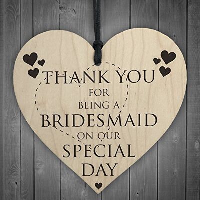 RED OCEAN Röd Ocean Thank You For Being A Bridesmaid hjärta av trä för upphängning bröllop plakett present skylt RED OCEAN Röd Ocean Thank You For Being A Bridesmaid hjärta av trä för upphängning bröllop plakett present skylt