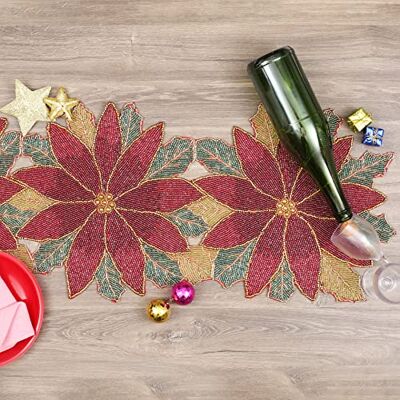 Light & Pro rödbrun bordslöpare med flera 33 x 80 cm pärlor – rustikt klassiskt blommönster – perfekt för jul, Thanksgiving, middagar Light & Pro rödbrun bordslöpare med flera 33 x 80 cm pärlor – rustikt klassiskt blommönster – perfekt för jul, Thanksgiving, middagar
