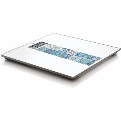 Laica Batteridriven elektronisk våg, Mediterranean Breeze, majolisk inspirerad design härdat glas, stor LCD-skärm, subtil design, vågvågor, upp till 180 kg-blå Laica Batteridriven elektronisk våg, Mediterranean Breeze, majolisk inspirerad design härdat glas, stor LCD-skärm, subtil design, vågvågor, upp till 180 kg-blå