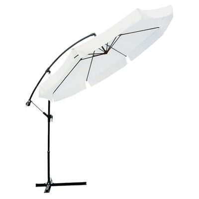 Avilia Trädgårdsparasoll 300 cm höjd 2,5 m med decentraliserad arm, vattentätt och UV-beständigt tyg, vevöppning, modern design för utomhus trädgårdsmöbler, Vit Avilia Trädgårdsparasoll 300 cm höjd 2,5 m med decentraliserad arm, vattentätt och UV-beständigt tyg, vevöppning, modern design för utomhus trädgårdsmöbler, Vit
