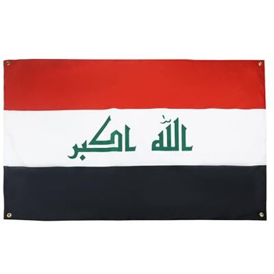 AZ FLAG Irak-flagga 150x90 cm med 4 öljetter, irakisk flagga för balkong eller vägg AZ FLAG Irak-flagga 150x90 cm med 4 öljetter, irakisk flagga för balkong eller vägg