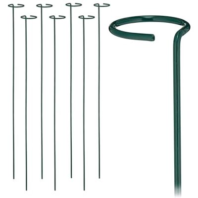 Relaxdays Växtstavar metall, set om 8, rankstavar med ring, metallstavar trädgård, växtstöd stavar, 80 cm långa, mörkgrön Relaxdays Växtstavar metall, set om 8, rankstavar med ring, metallstavar trädgård, växtstöd stavar, 80 cm långa, mörkgrön