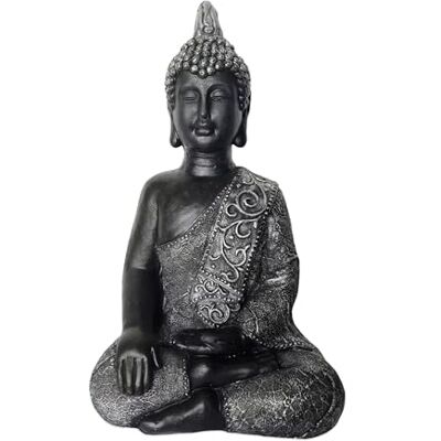 Relaxdays sittande Buddha trädgårdsprydnad, väderbeständig, frostbeständig, 45 cm, antracit Relaxdays sittande Buddha trädgårdsprydnad, väderbeständig, frostbeständig, 45 cm, antracit