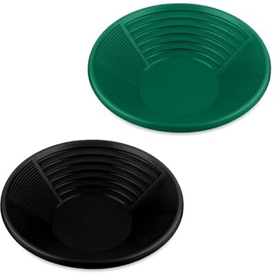 Relaxdays Set med 2 guldsilar, metalldetektorkit för metallsökning, flodbatea, guldpanna, 8 x 38 cm, plast, svart grön Relaxdays Set med 2 guldsilar, metalldetektorkit för metallsökning, flodbatea, guldpanna, 8 x 38 cm, plast, svart grön
