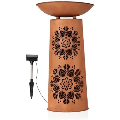 EASYmaxx Dekorativ pelare i Mandala-design Med LED-solcellsbelysning + avtagbar växtskål i rostlook inomhus- och utomhusbruk lämplig för trädgård, balkong, terrass etc. EASYmaxx Dekorativ pelare i Mandala-design Med LED-solcellsbelysning + avtagbar växtskål i rostlook inomhus- och utomhusbruk lämplig för trädgård, balkong, terrass etc.