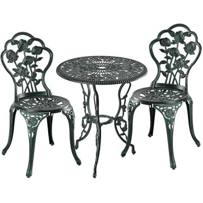 Relaxdays Trädgårdssalong för 2 personer, romantisk design, gjuten aluminium, för balkong Relaxdays Trädgårdssalong för 2 personer, romantisk design, gjuten aluminium, för balkong