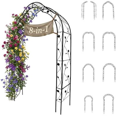 Relaxdays Modulär båge för 8-i-1 rosor, kraftig, 236–252 cm hög, 75–163 cm bred, svart Relaxdays Modulär båge för 8-i-1 rosor, kraftig, 236–252 cm hög, 75–163 cm bred, svart