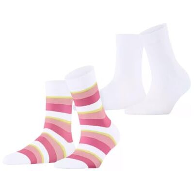 ESPRIT Damstrumpor Crochet Stripe 2-pack W så bomull mönstrad 2 par, flerfärgad vit rosa 0010, 35-38 ESPRIT Damstrumpor Crochet Stripe 2-pack W så bomull mönstrad 2 par, flerfärgad vit rosa 0010, 35-38