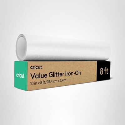 Cricut Value Glitter stryk på – vit – 25,4 cm x 2,4 m (1) Cricut Value Glitter stryk på – vit – 25,4 cm x 2,4 m (1)