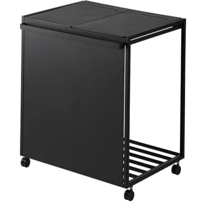 YAMAZAKI 1821 Tower 2~Compartment Trash Can med Casters, svart, stål/polypropen/nylon, 52 x 44 x 60 cm YAMAZAKI 1821 Tower 2~Compartment Trash Can med Casters, svart, stål/polypropen/nylon, 52 x 44 x 60 cm