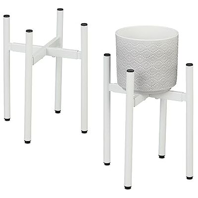 Relaxdays växtstativ, justerbar bredd, B x D: 26 x 26 – 37 x 37 cm, metall blomkruksställ, inomhus, vit, set om 2 Relaxdays växtstativ, justerbar bredd, B x D: 26 x 26 – 37 x 37 cm, metall blomkruksställ, inomhus, vit, set om 2
