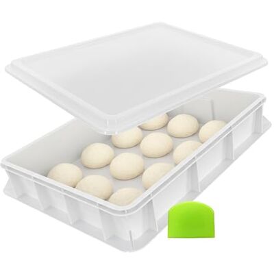 Relaxdays Pizzadeglåda med lock, stapelbar, plast, 13 x 60 x 40 cm, vit Relaxdays Pizzadeglåda med lock, stapelbar, plast, 13 x 60 x 40 cm, vit