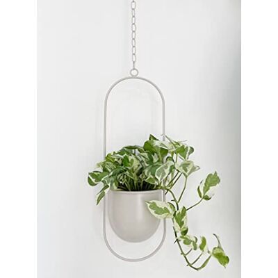 RISEON Boho Beige Metal Plant Hanger,Metal Wall and Ceiling Hanging Planter, Modern Planter, Mid Century Flower Pot Plant Holder, Minimalist Planter for Indoor Outdoor Home Decor RISEON Boho Beige Metal Plant Hanger,Metal Wall and Ceiling Hanging Planter, Modern Planter, Mid Century Flower Pot Plant Holder, Minimalist Planter for Indoor Outdoor Home Decor