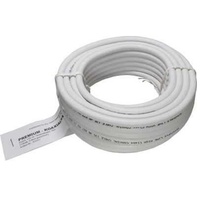 SET-ONE Premium koaxkabel, perfekt som antennkabel för DVB-S/S2 och DVB-T-system, 5-vägs skärmad mot störningar med 135 dB skärmdimension för långa sträckor, antennkabel 10 m, vit SET-ONE Premium koaxkabel, perfekt som antennkabel för DVB-S/S2 och DVB-T-system, 5-vägs skärmad mot störningar med 135 dB skärmdimension för långa sträckor, antennkabel 10 m, vit