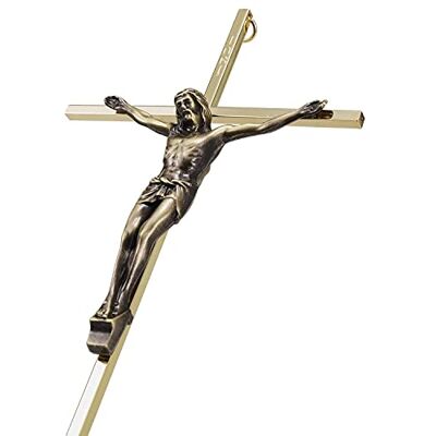 ACHIBANG Kors väggkors – metall smala katolska kors väggdekor – 25 cm – glänsande guld ACHIBANG Kors väggkors – metall smala katolska kors väggdekor – 25 cm – glänsande guld