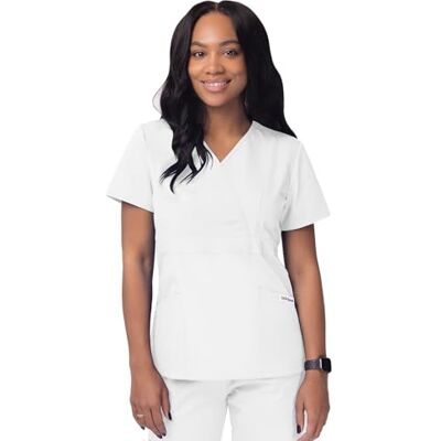 ADAR Medical Uniforms Sivvan Scrubs Mock Wrap Top (tillgänglig i 15 färger), Vit, XL ADAR Medical Uniforms Sivvan Scrubs Mock Wrap Top (tillgänglig i 15 färger), Vit, XL