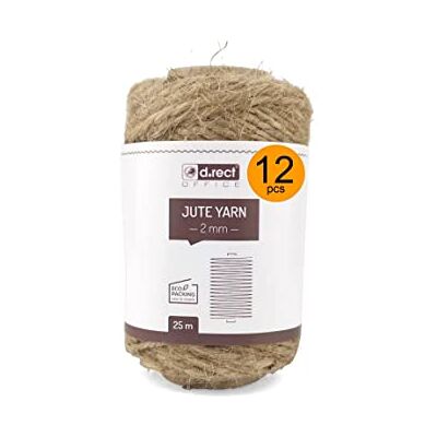 D.RECT 25 m Jute Rep, 12 st, Naturlig brun Jute Snodd, Presentsträng, Dekorativt rep, 2 mm Tjock, för: Förpackning, Hantverk, Florist, dekoration D.RECT 25 m Jute Rep, 12 st, Naturlig brun Jute Snodd, Presentsträng, Dekorativt rep, 2 mm Tjock, för: Förpackning, Hantverk, Florist, dekoration