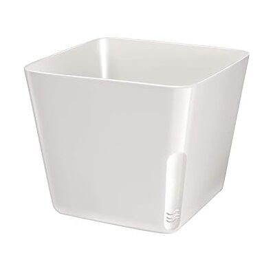 Zendea Fyrkantig vit kruka för växter, blommor eller aromatiska örter 13 x 11 cm perfekt för odling i trädgård, balkong eller terrass modern med bekväm transparens för kontroll av vattennivån Zendea Fyrkantig vit kruka för växter, blommor eller aromatiska örter 13 x 11 cm perfekt för odling i trädgård, balkong eller terrass modern med bekväm transparens för kontroll av vattennivån