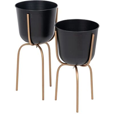BigBuy Garden Krukmakaruppsättning 23 x 23 x 48 cm Svart Guld Metall (2 enheter) BigBuy Garden Krukmakaruppsättning 23 x 23 x 48 cm Svart Guld Metall (2 enheter)